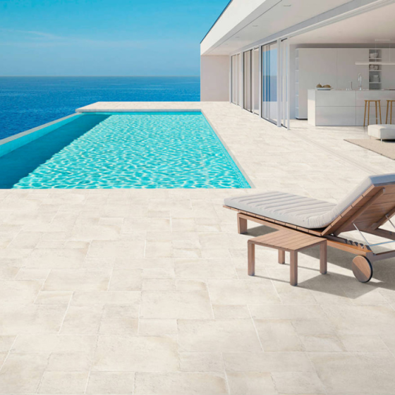 Keros Modula Portobello Ivory Anti-Slip πλακάκι δαπέδου 100x100 λευκής μάζας με Matt Relieve φινίρισμα